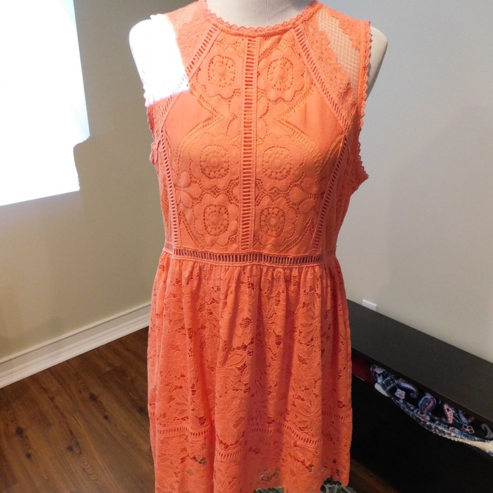 Coral lace dress
